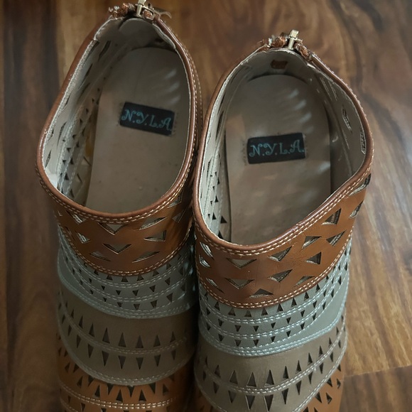N.Y.L.A. Brown and Tan Cutout Ankle Booties - Picture 4 of 5
